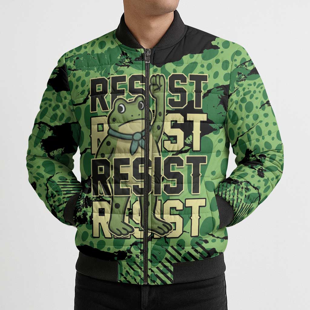 Personalized Portland Frog Protest Bomber Puffer Jacket Only You Can Prevent Fascism - Wonder Print Shop