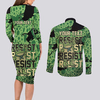 Personalized Portland Frog Protest Couples Matching Long Sleeve Bodycon Dress and Long Sleeve Button Shirt Only You Can Prevent Fascism - Wonder Print Shop