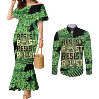 Personalized Portland Frog Protest Couples Matching Mermaid Dress and Long Sleeve Button Shirt Only You Can Prevent Fascism - Wonder Print Shop