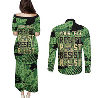 Personalized Portland Frog Protest Couples Matching Puletasi and Long Sleeve Button Shirt Only You Can Prevent Fascism - Wonder Print Shop
