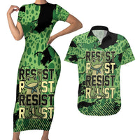 Personalized Portland Frog Protest Couples Matching Short Sleeve Bodycon Dress and Hawaiian Shirt Only You Can Prevent Fascism - Wonder Print Shop