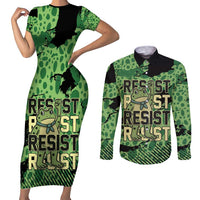 Personalized Portland Frog Protest Couples Matching Short Sleeve Bodycon Dress and Long Sleeve Button Shirt Only You Can Prevent Fascism - Wonder Print Shop