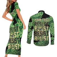 Personalized Portland Frog Protest Couples Matching Short Sleeve Bodycon Dress and Long Sleeve Button Shirt Only You Can Prevent Fascism - Wonder Print Shop