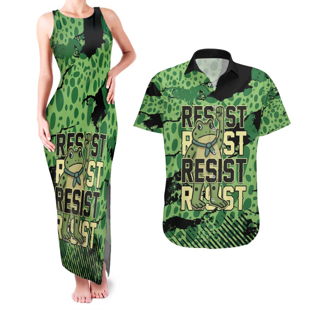 Personalized Portland Frog Protest Couples Matching Tank Maxi Dress and Hawaiian Shirt Only You Can Prevent Fascism - Wonder Print Shop