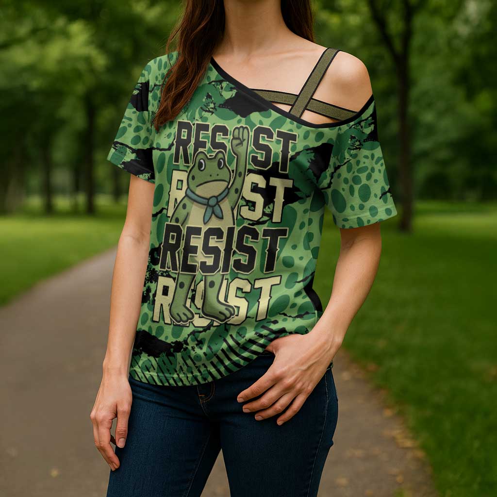 Personalized Portland Frog Protest Cross Shoulder Shirt Only You Can Prevent Fascism - Wonder Print Shop