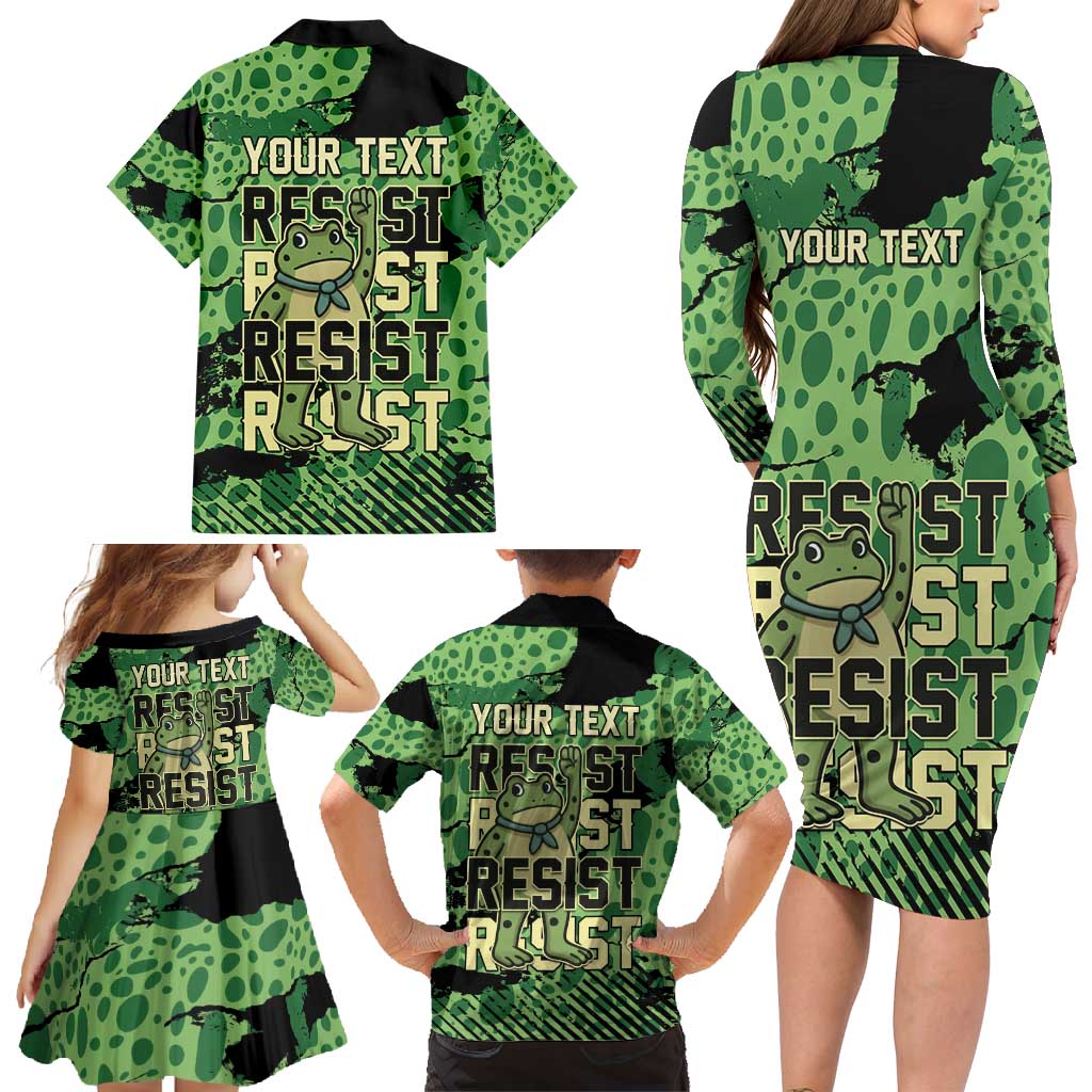Personalized Portland Frog Protest Family Matching Long Sleeve Bodycon Dress and Hawaiian Shirt Only You Can Prevent Fascism - Wonder Print Shop