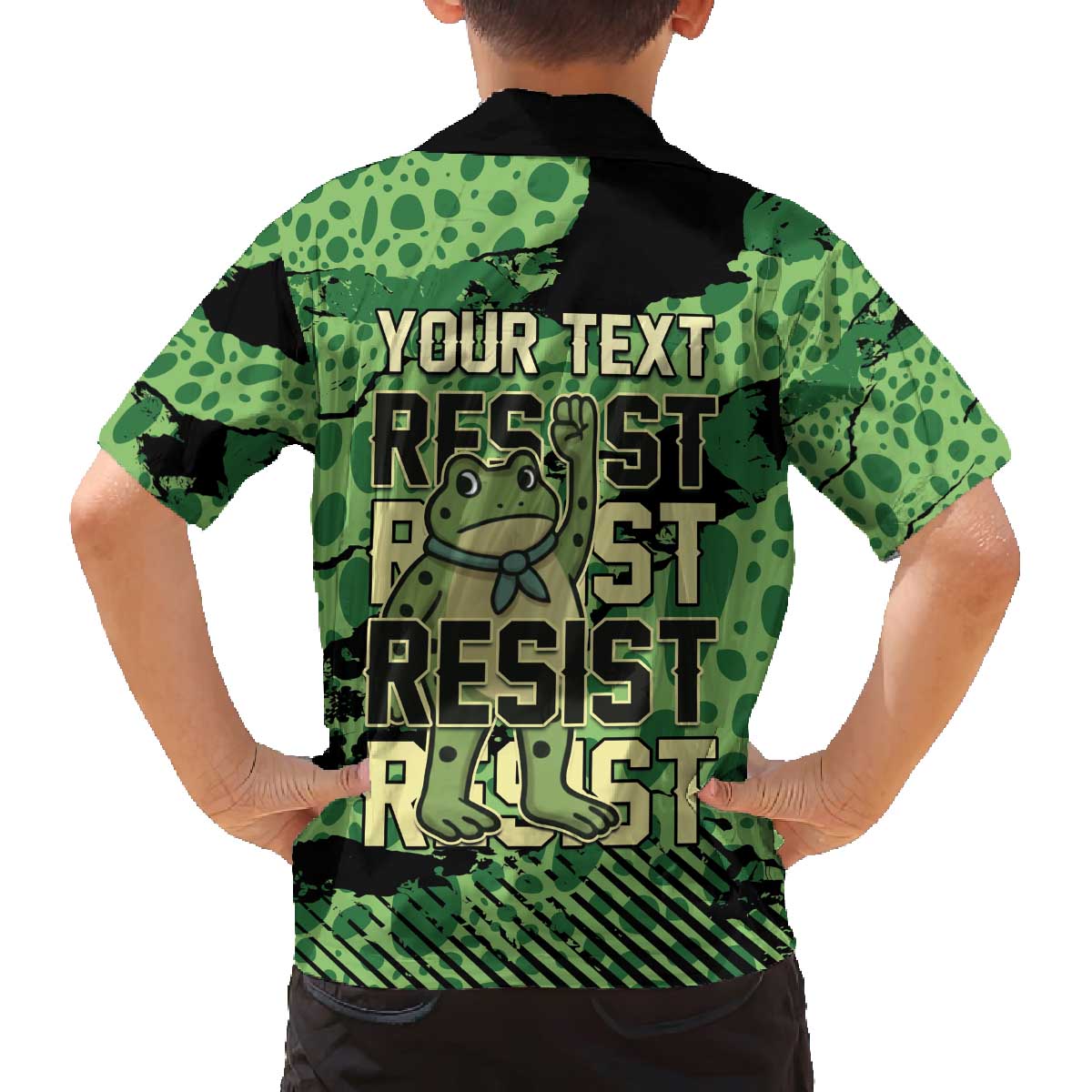 Personalized Portland Frog Protest Family Matching Off The Shoulder Long Sleeve Dress and Hawaiian Shirt Only You Can Prevent Fascism - Wonder Print Shop