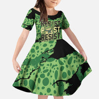 Personalized Portland Frog Protest Family Matching Off The Shoulder Long Sleeve Dress and Hawaiian Shirt Only You Can Prevent Fascism - Wonder Print Shop