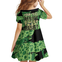 Personalized Portland Frog Protest Family Matching Off The Shoulder Long Sleeve Dress and Hawaiian Shirt Only You Can Prevent Fascism - Wonder Print Shop