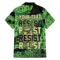 Personalized Portland Frog Protest Family Matching Off The Shoulder Long Sleeve Dress and Hawaiian Shirt Only You Can Prevent Fascism - Wonder Print Shop