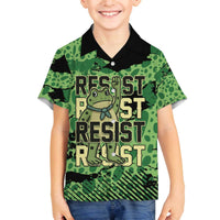 Personalized Portland Frog Protest Family Matching Off The Shoulder Long Sleeve Dress and Hawaiian Shirt Only You Can Prevent Fascism - Wonder Print Shop