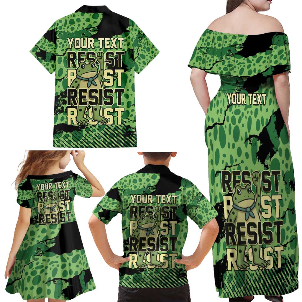 Personalized Portland Frog Protest Family Matching Off Shoulder Maxi Dress and Hawaiian Shirt Only You Can Prevent Fascism - Wonder Print Shop