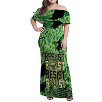 Personalized Portland Frog Protest Family Matching Off Shoulder Maxi Dress and Hawaiian Shirt Only You Can Prevent Fascism - Wonder Print Shop