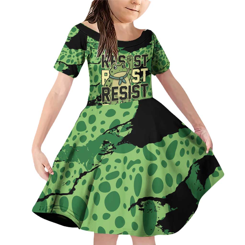 Personalized Portland Frog Protest Family Matching Off Shoulder Short Dress and Hawaiian Shirt Only You Can Prevent Fascism - Wonder Print Shop