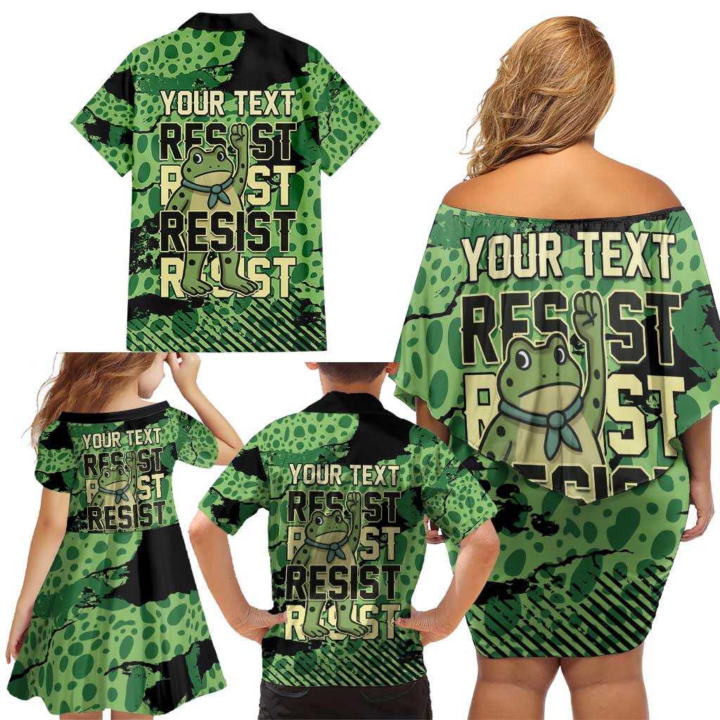 Personalized Portland Frog Protest Family Matching Off Shoulder Short Dress and Hawaiian Shirt Only You Can Prevent Fascism - Wonder Print Shop