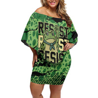 Personalized Portland Frog Protest Family Matching Off Shoulder Short Dress and Hawaiian Shirt Only You Can Prevent Fascism - Wonder Print Shop