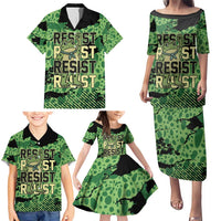 Personalized Portland Frog Protest Family Matching Puletasi and Hawaiian Shirt Only You Can Prevent Fascism - Wonder Print Shop