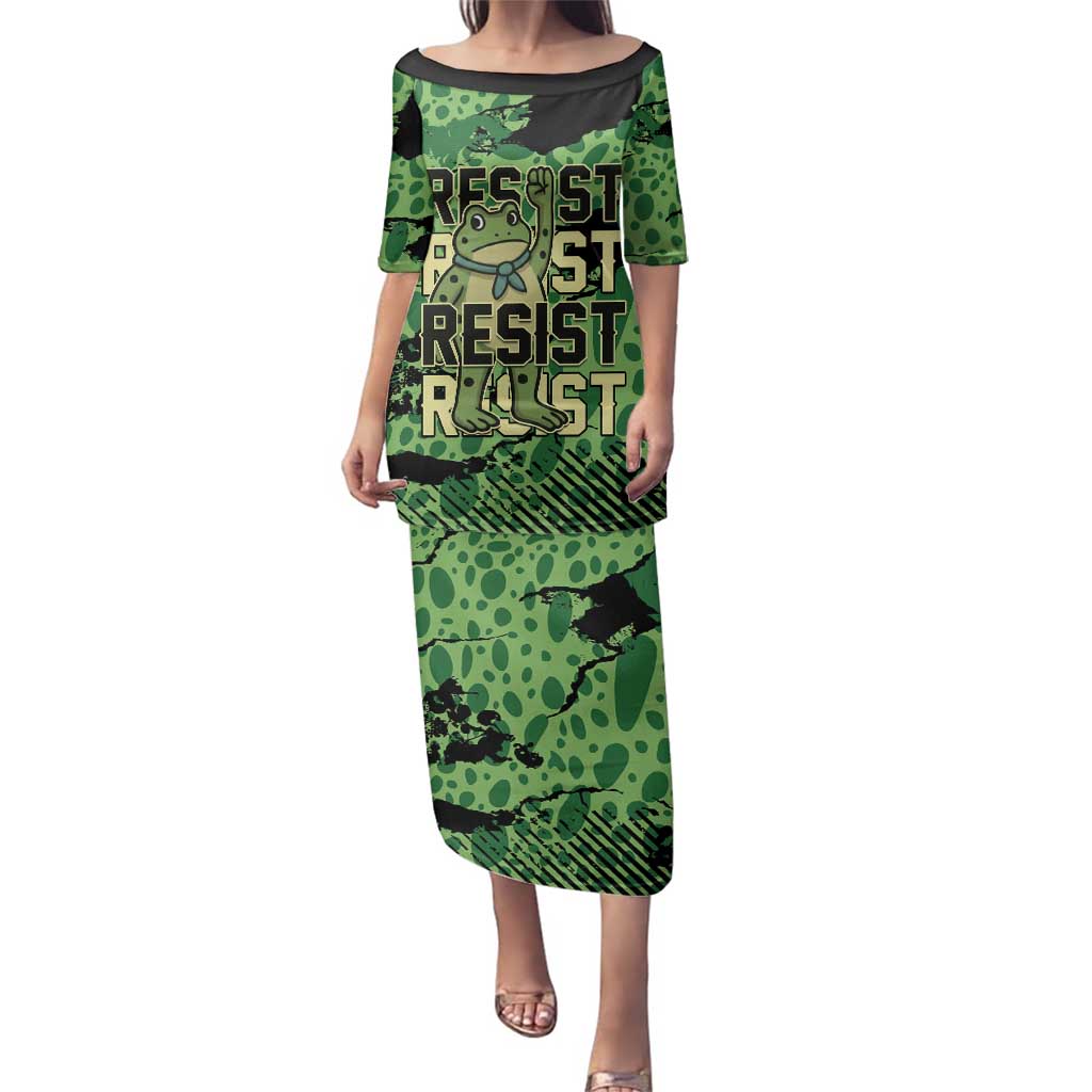 Personalized Portland Frog Protest Family Matching Puletasi and Hawaiian Shirt Only You Can Prevent Fascism - Wonder Print Shop