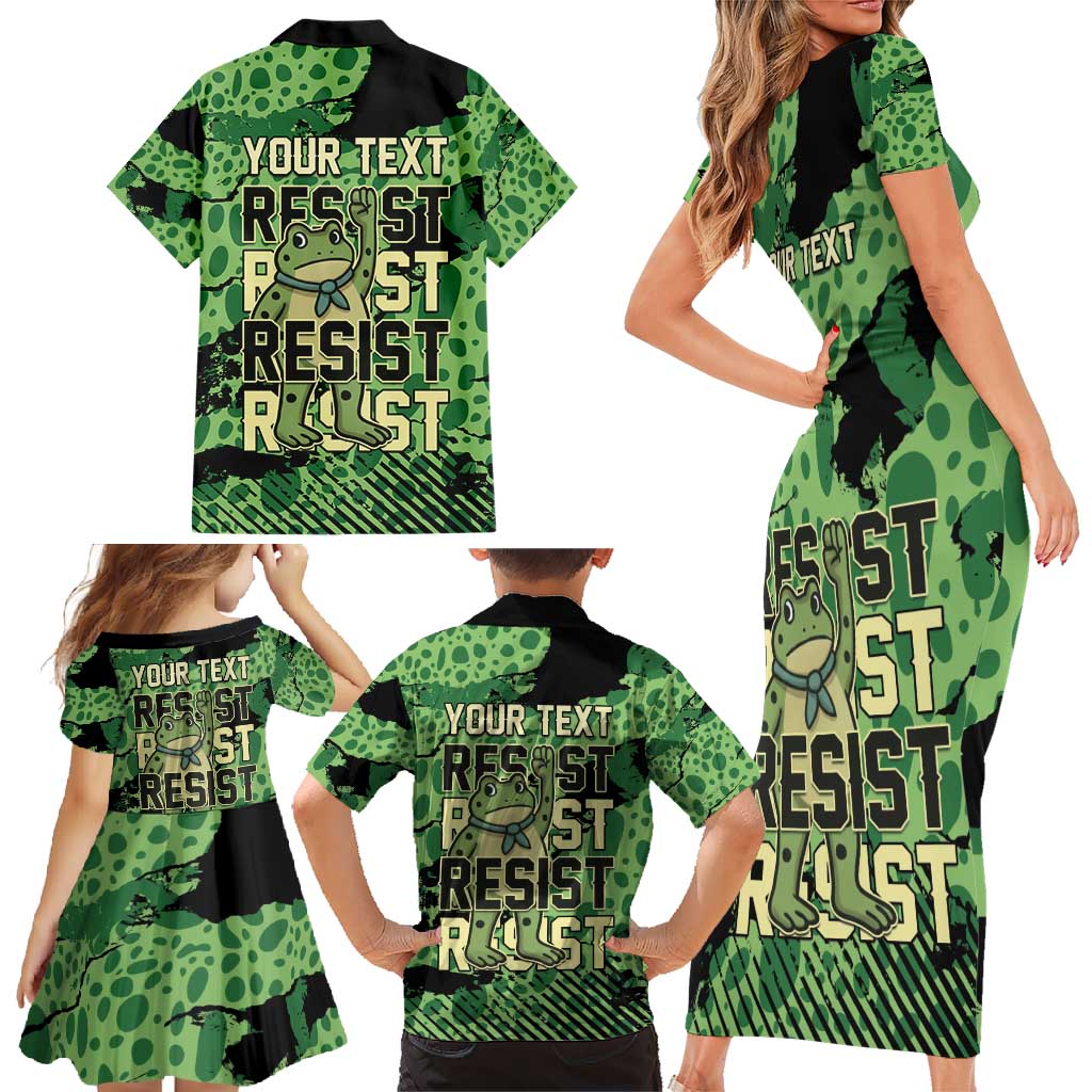 Personalized Portland Frog Protest Family Matching Short Sleeve Bodycon Dress and Hawaiian Shirt Only You Can Prevent Fascism - Wonder Print Shop