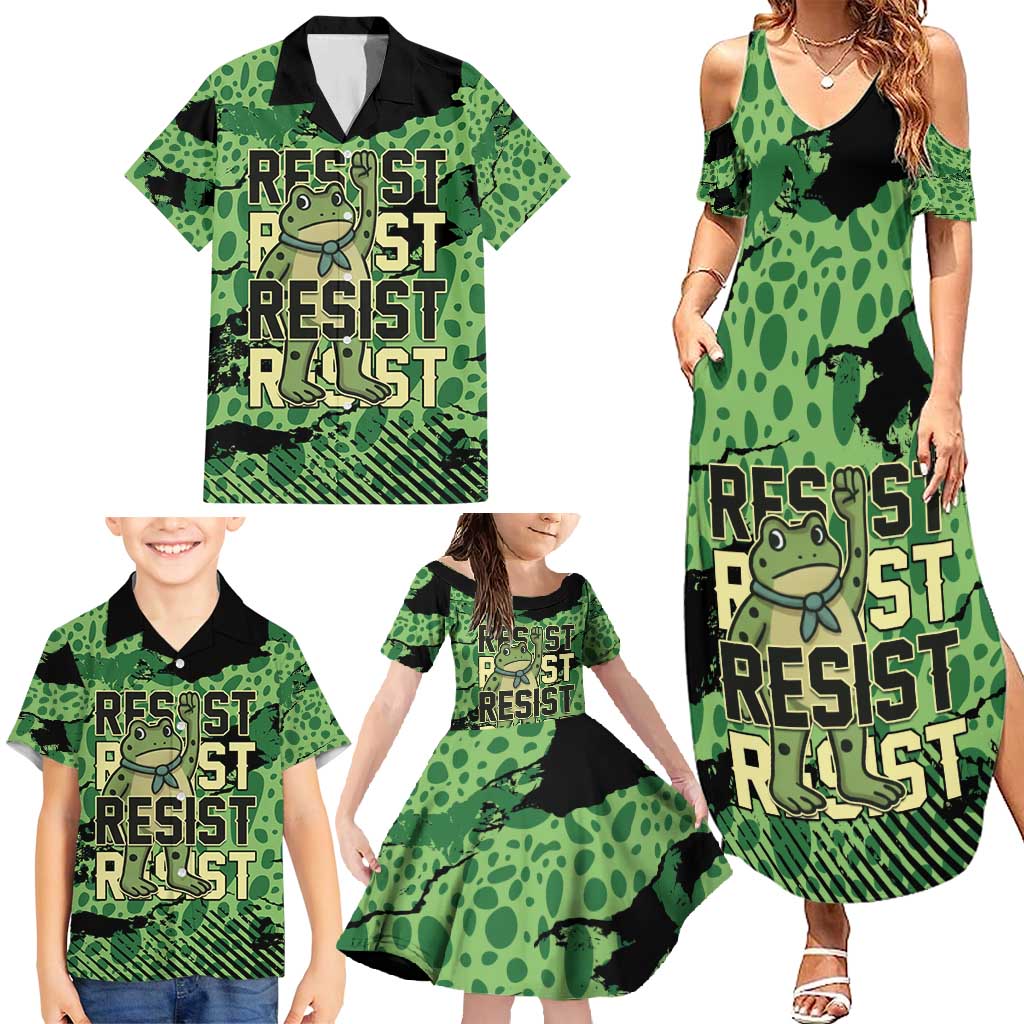 Personalized Portland Frog Protest Family Matching Summer Maxi Dress and Hawaiian Shirt Only You Can Prevent Fascism - Wonder Print Shop