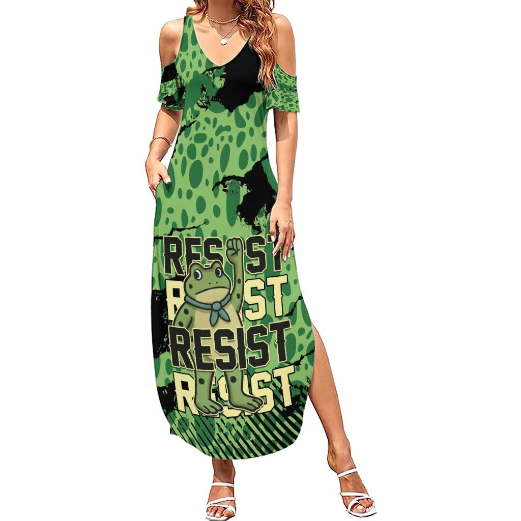 Personalized Portland Frog Protest Family Matching Summer Maxi Dress and Hawaiian Shirt Only You Can Prevent Fascism - Wonder Print Shop