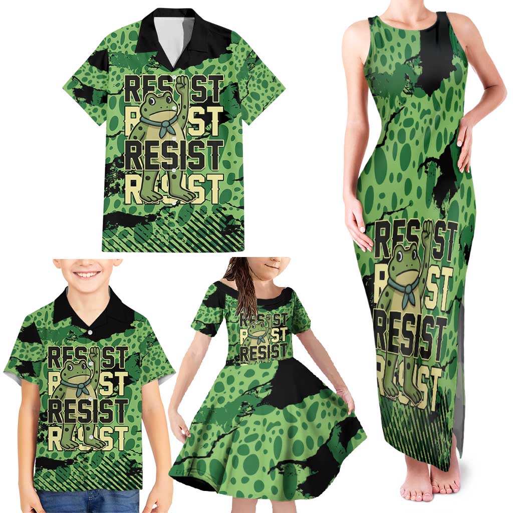 Personalized Portland Frog Protest Family Matching Tank Maxi Dress and Hawaiian Shirt Only You Can Prevent Fascism - Wonder Print Shop