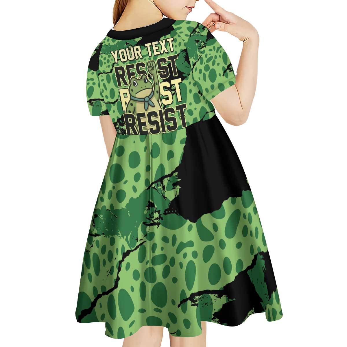 Personalized Portland Frog Protest Kid Short Sleeve Dress Only You Can Prevent Fascism - Wonder Print Shop