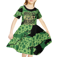 Personalized Portland Frog Protest Kid Short Sleeve Dress Only You Can Prevent Fascism - Wonder Print Shop