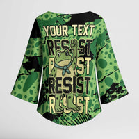 Personalized Portland Frog Protest Kimono Sleeve Blouse Only You Can Prevent Fascism - Wonder Print Shop