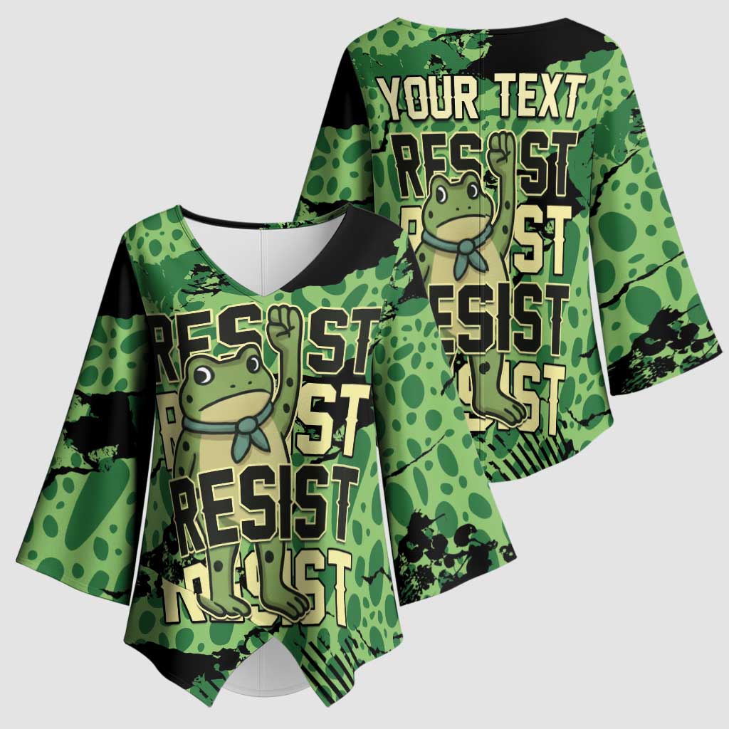 Personalized Portland Frog Protest Kimono Sleeve Blouse Only You Can Prevent Fascism - Wonder Print Shop