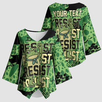 Personalized Portland Frog Protest Kimono Sleeve Blouse Only You Can Prevent Fascism - Wonder Print Shop