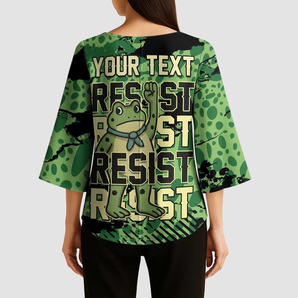Personalized Portland Frog Protest Kimono Sleeve Blouse Only You Can Prevent Fascism - Wonder Print Shop