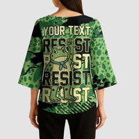 Personalized Portland Frog Protest Kimono Sleeve Blouse Only You Can Prevent Fascism - Wonder Print Shop