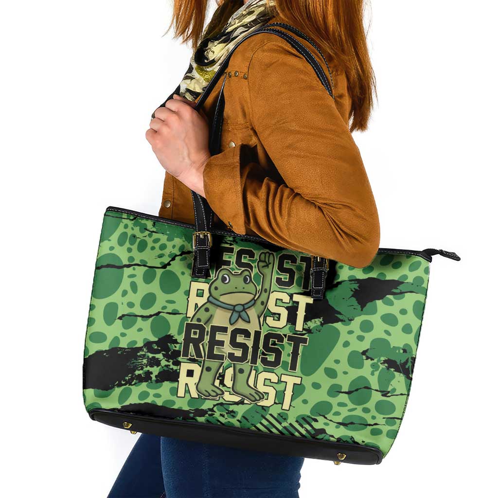 Portland Frog Protest Leather Tote Bag Only You Can Prevent Fascism - Wonder Print Shop