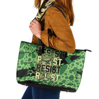 Portland Frog Protest Leather Tote Bag Only You Can Prevent Fascism - Wonder Print Shop