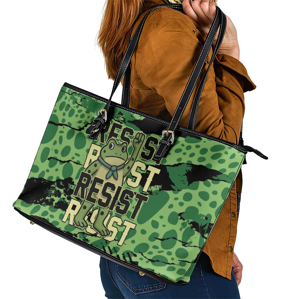 Portland Frog Protest Leather Tote Bag Only You Can Prevent Fascism - Wonder Print Shop