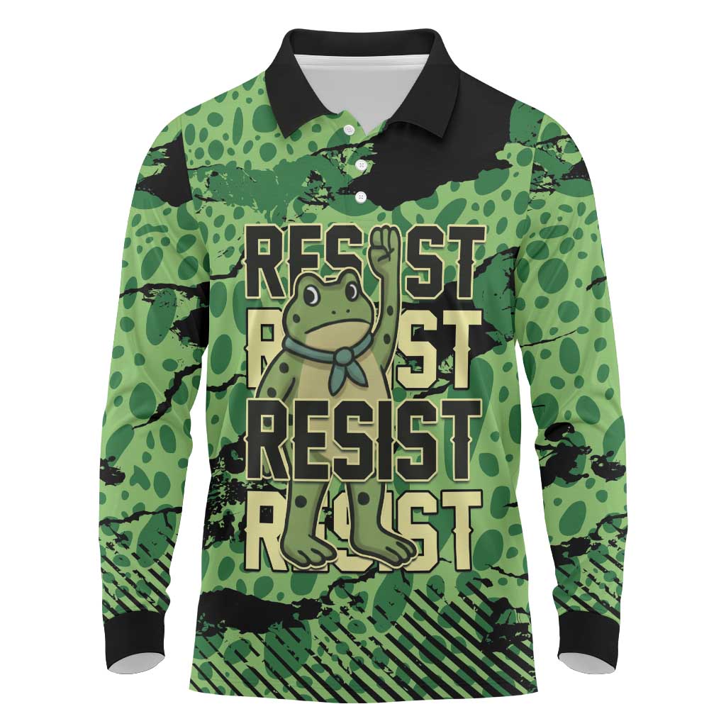 Personalized Portland Frog Protest Long Sleeve Polo Shirt Only You Can Prevent Fascism - Wonder Print Shop