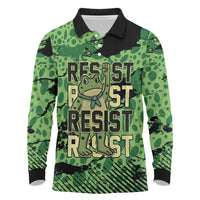 Personalized Portland Frog Protest Long Sleeve Polo Shirt Only You Can Prevent Fascism - Wonder Print Shop