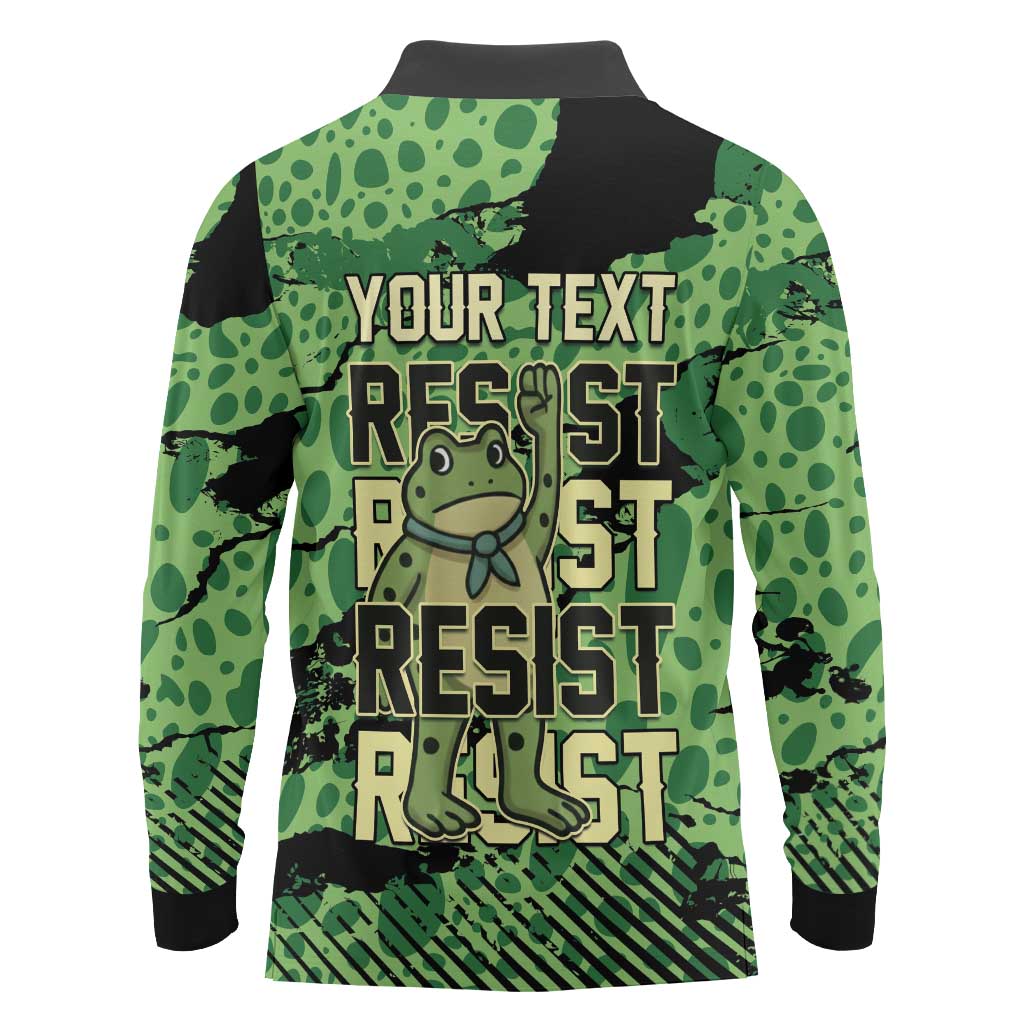 Personalized Portland Frog Protest Long Sleeve Polo Shirt Only You Can Prevent Fascism - Wonder Print Shop