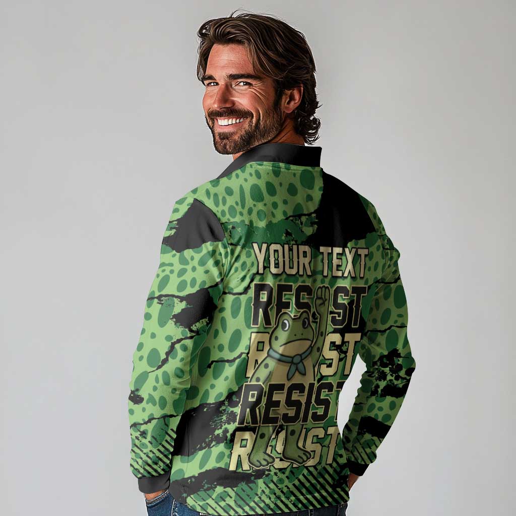 Personalized Portland Frog Protest Long Sleeve Polo Shirt Only You Can Prevent Fascism - Wonder Print Shop