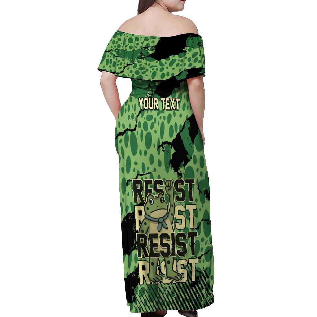 Personalized Portland Frog Protest Off Shoulder Maxi Dress Only You Can Prevent Fascism - Wonder Print Shop