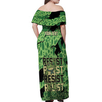 Personalized Portland Frog Protest Off Shoulder Maxi Dress Only You Can Prevent Fascism - Wonder Print Shop