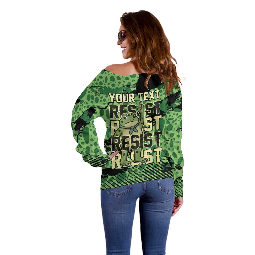 Personalized Portland Frog Protest Off Shoulder Sweater Only You Can Prevent Fascism - Wonder Print Shop