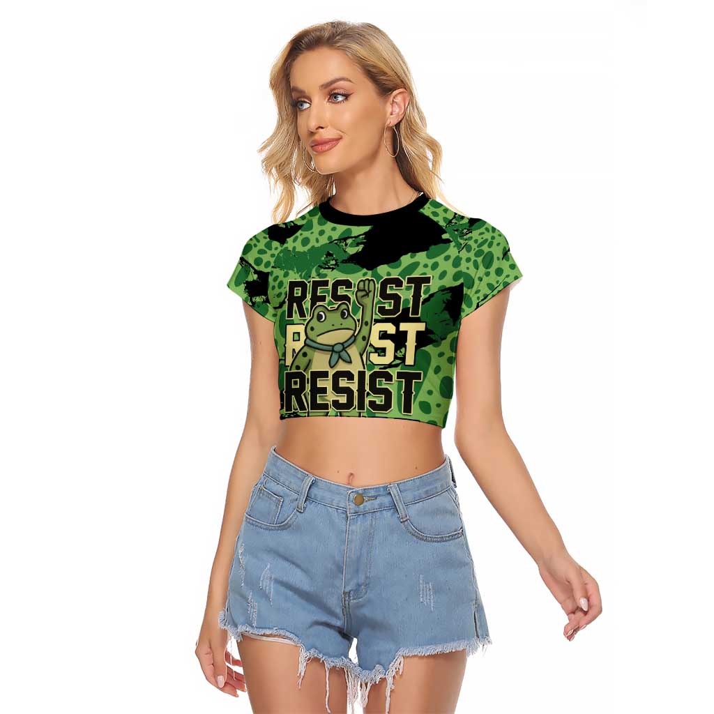Personalized Portland Frog Protest Raglan Cropped T Shirt Only You Can Prevent Fascism - Wonder Print Shop
