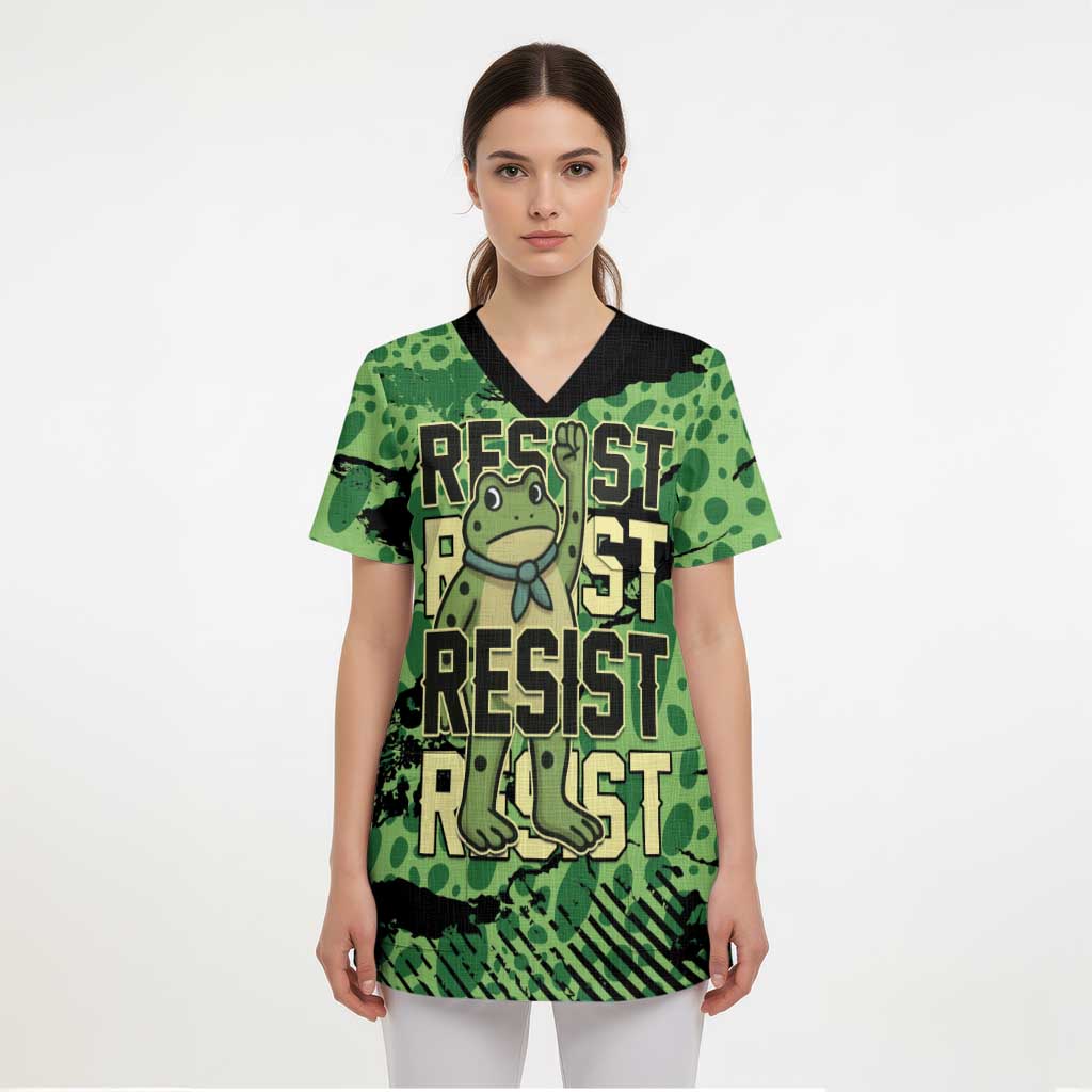 Personalized Portland Frog Protest Scrub Top Only You Can Prevent Fascism - Wonder Print Shop