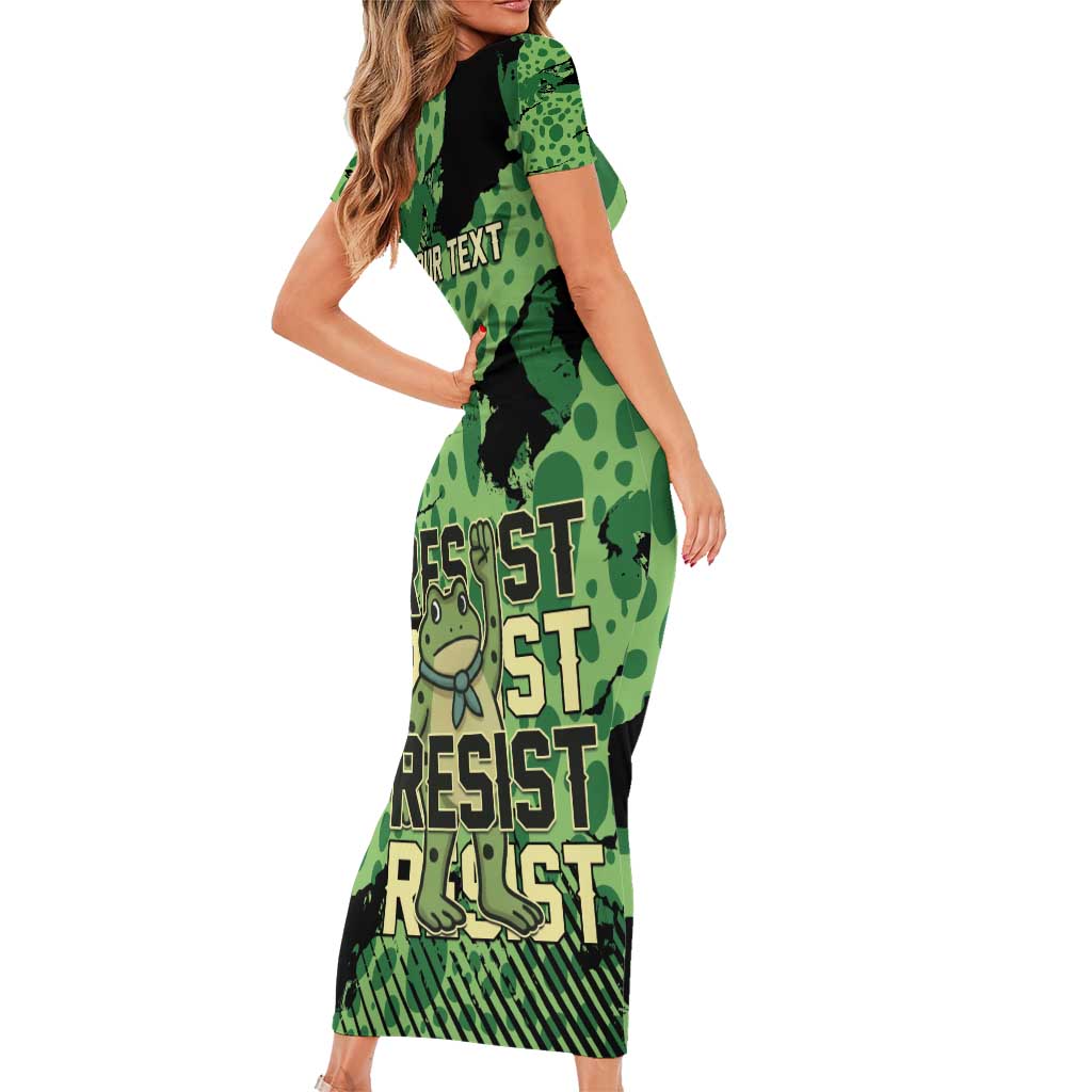 Personalized Portland Frog Protest Short Sleeve Bodycon Dress Only You Can Prevent Fascism - Wonder Print Shop