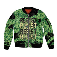 Personalized Portland Frog Protest Sleeve Zip Bomber Jacket Only You Can Prevent Fascism - Wonder Print Shop