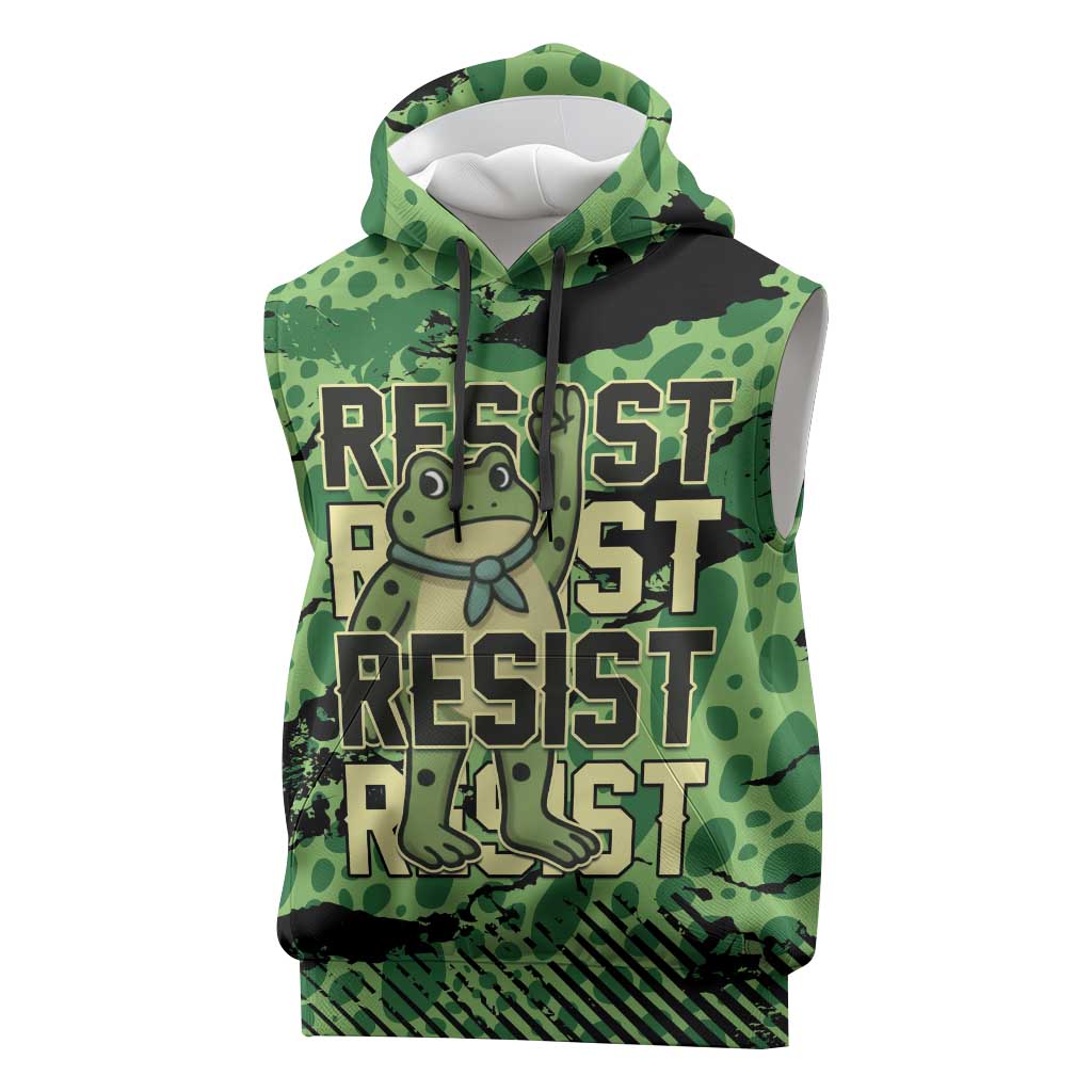 Personalized Portland Frog Protest Sleeveless Hoodie Only You Can Prevent Fascism - Wonder Print Shop