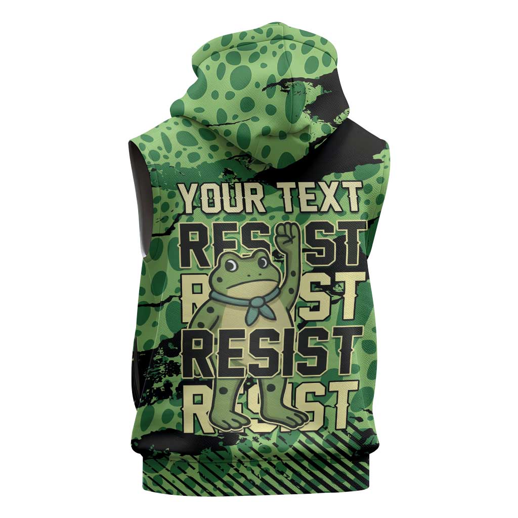 Personalized Portland Frog Protest Sleeveless Hoodie Only You Can Prevent Fascism - Wonder Print Shop