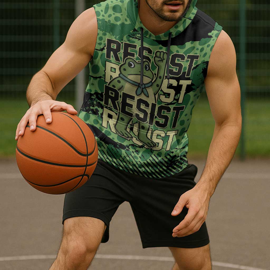 Personalized Portland Frog Protest Sleeveless Hoodie Only You Can Prevent Fascism - Wonder Print Shop